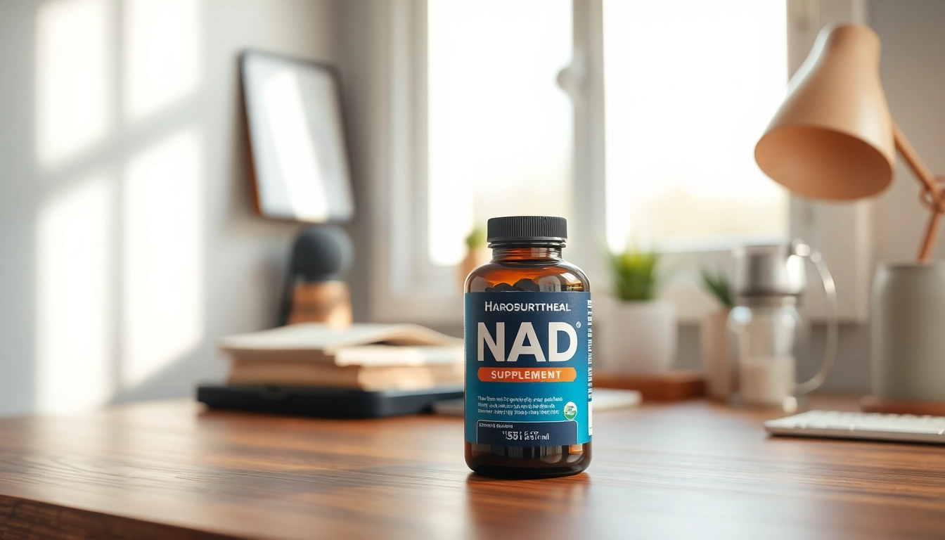 Boost vitality with this NAD Supplement bottle displayed on a calming desk environment.