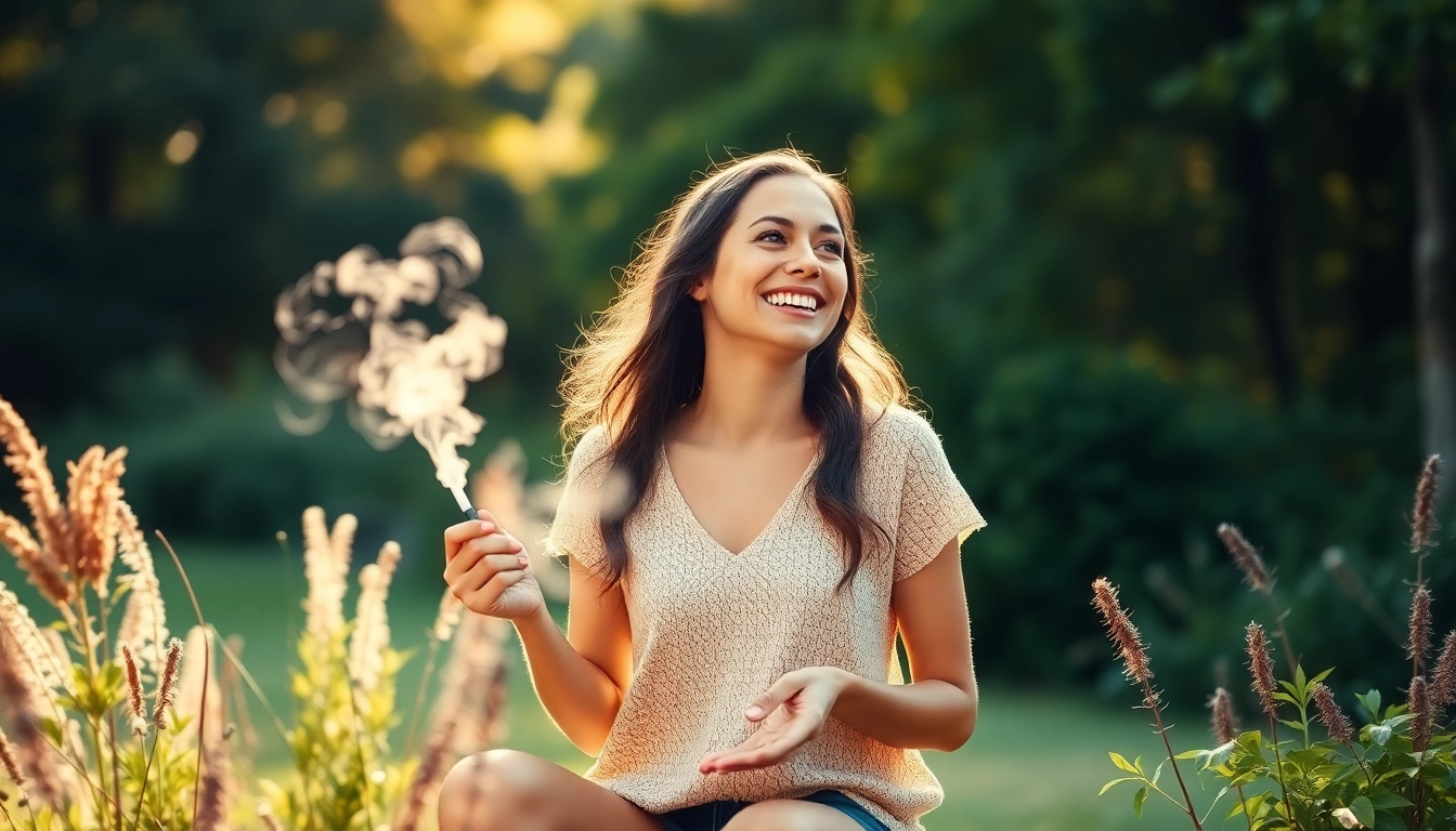 Experience the benefits of Tobacco Replacement with an individual enjoying herbal alternatives outdoors.