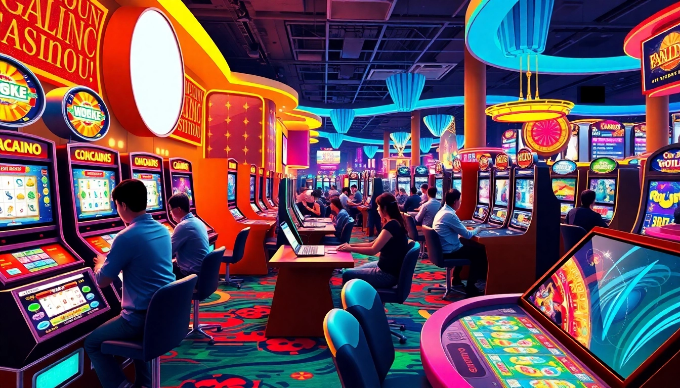 Experience the excitement of singapore casino online with vibrant gaming scenes and players.