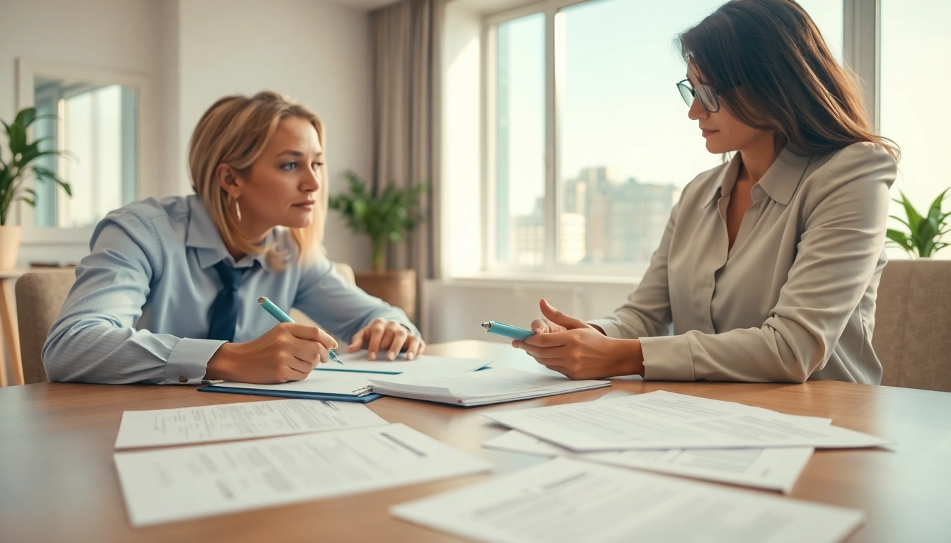 Guide on ejari cancellation process with a professional assisting a tenant at a desk.
