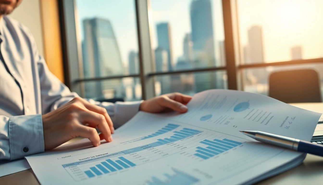 Illustration of an impairment test in accounting with a close-up of financial data analysis.
