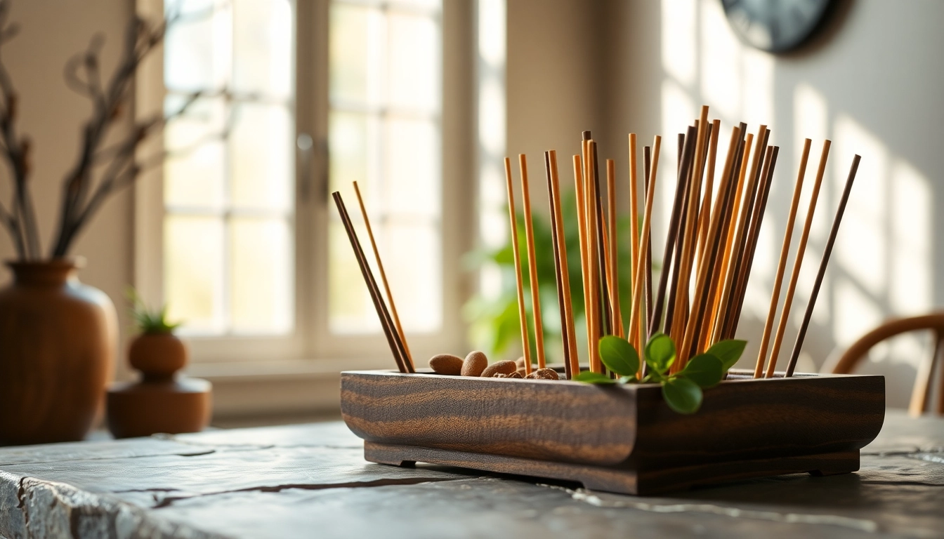 Utilisez des incenses pour cleansing, avec des bâtonnets de différentes couleurs dans un porte-encens en bois élégant.