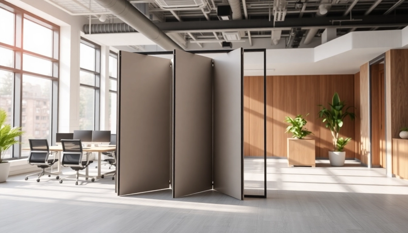 Showcasing a Folding Partition Wall in a modern office setting enhances space division and functionality.