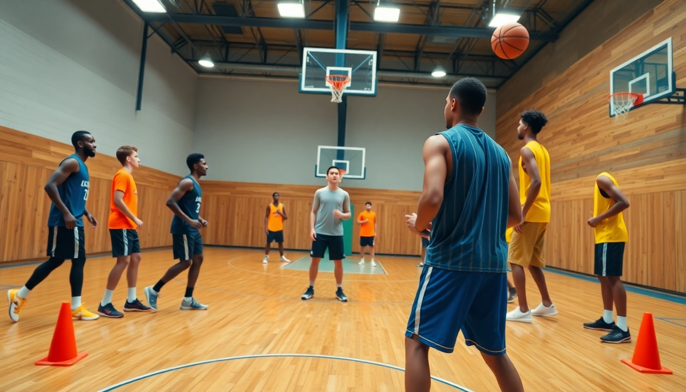 Engaging players in best basketball training programs, honing skills during a dynamic training session.