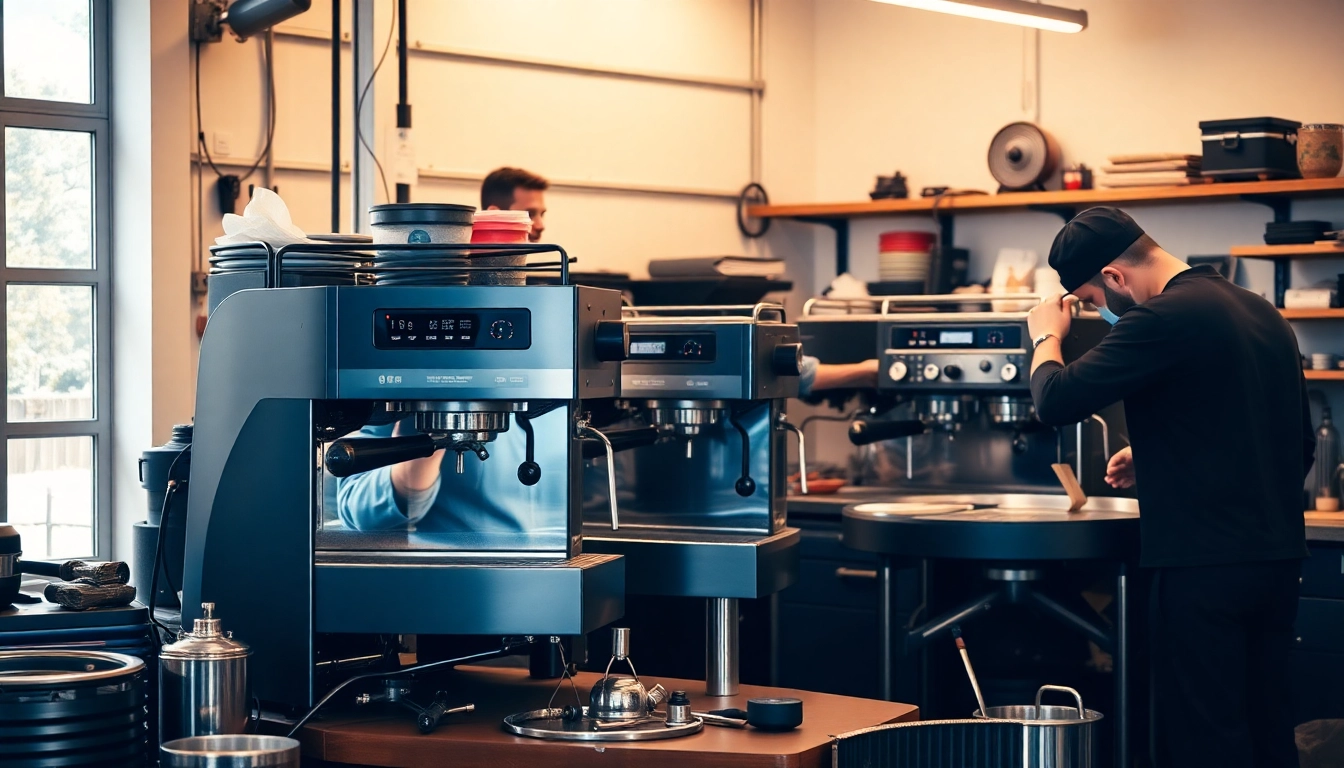 Repairing espresso machines at Cimbali teknik servis with expert technicians and professional tools.