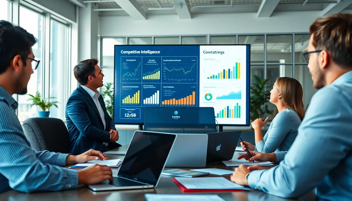 Engaged team discussing Competitive intelligence insights during a business meeting.