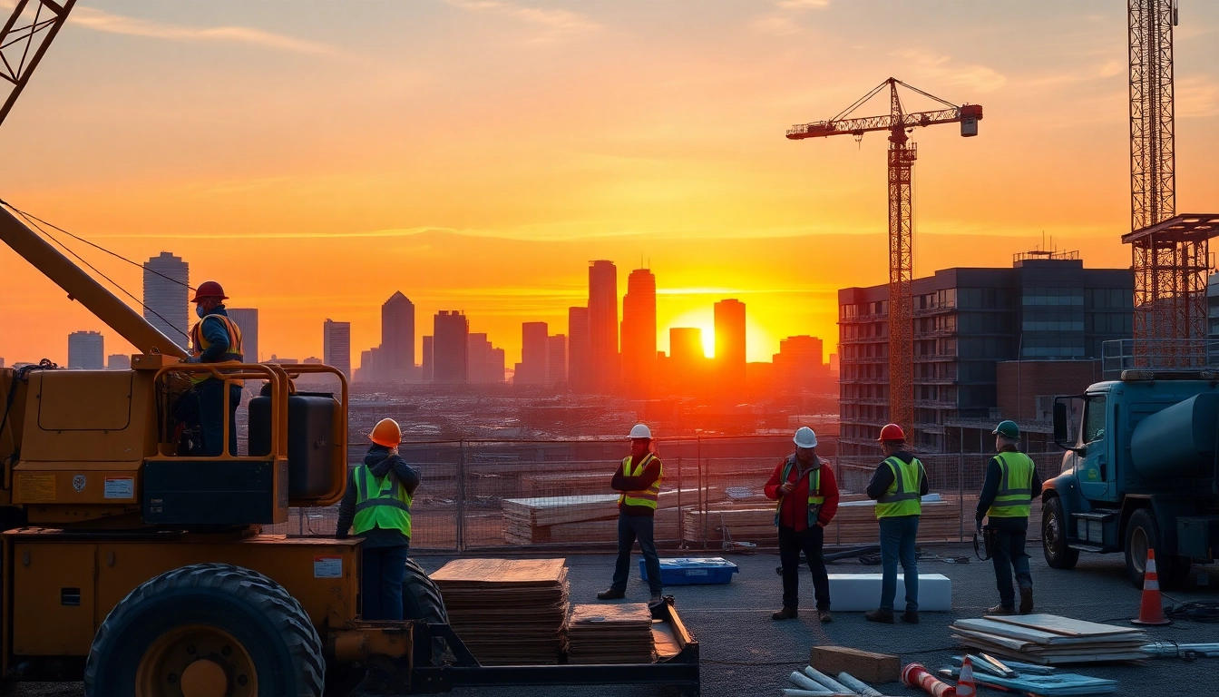 Showcasing teamwork in the construction association denver on a bustling construction site.