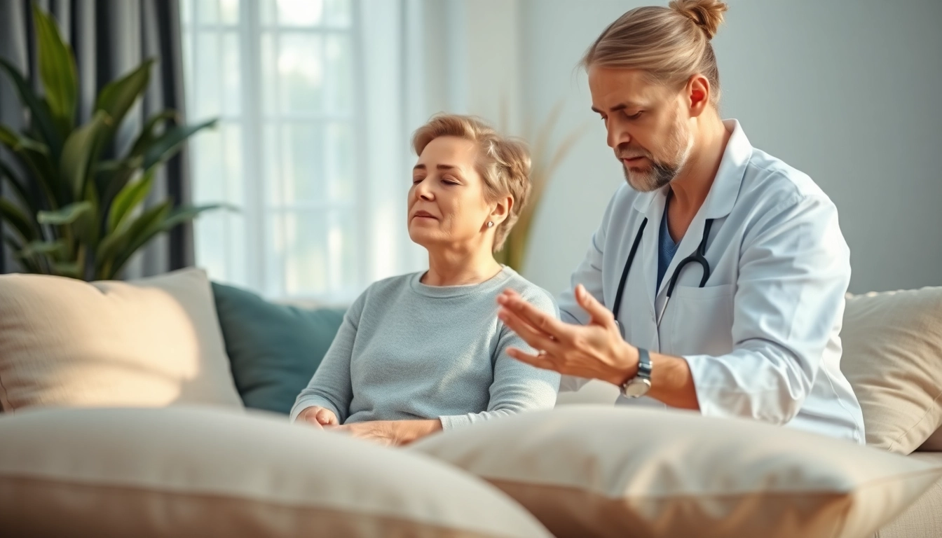 Engaging scene demonstrating effective methods for dealing with stress, focusing on a therapist and client interaction.