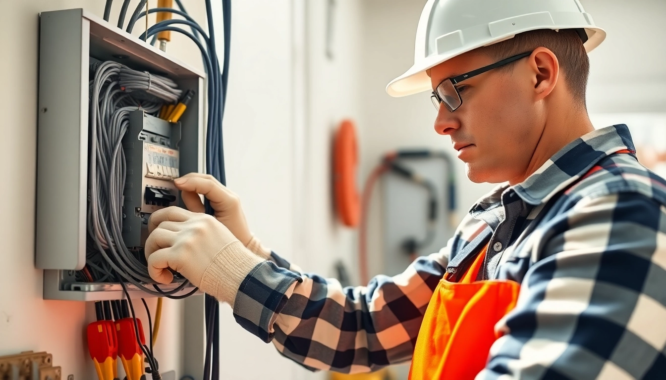 Performing Electrical Service installation with focus on wires and tools in a residential setting.