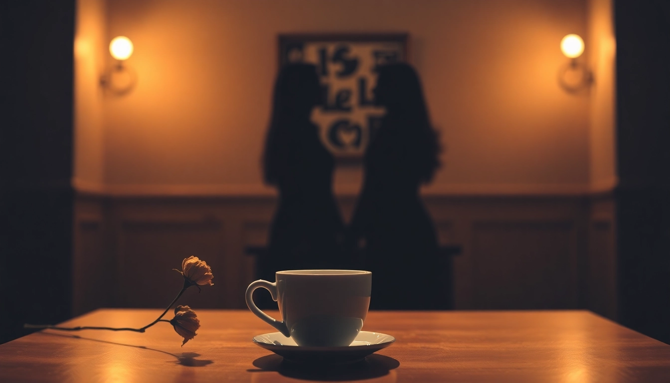 Illustration of a relationship breakup scene with two silenced figures representing emotional distance.
