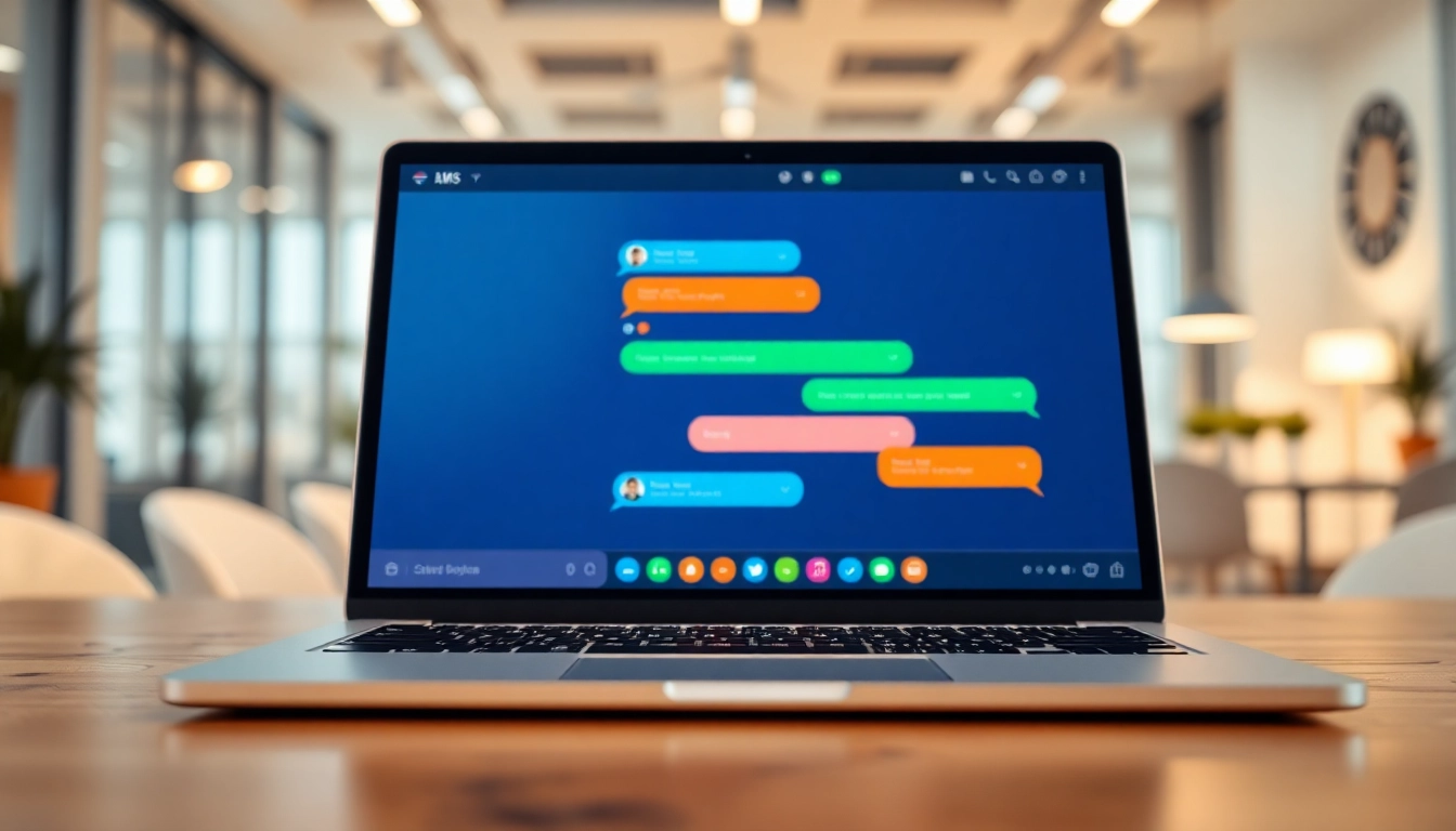 Engaging chatgpt bot for website illustrated on a professional laptop in a vibrant office.