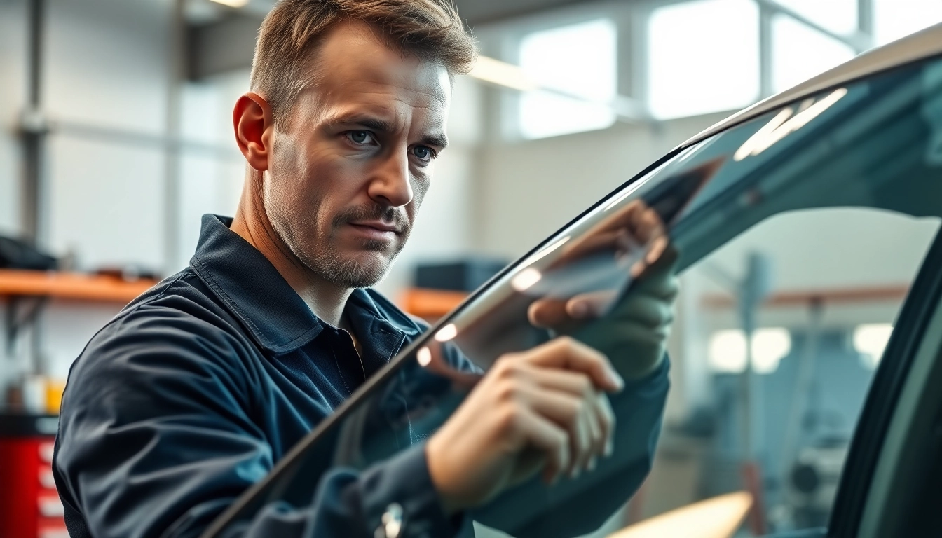 Technician performing Auto Glass Replacement in Portland with precision and care.