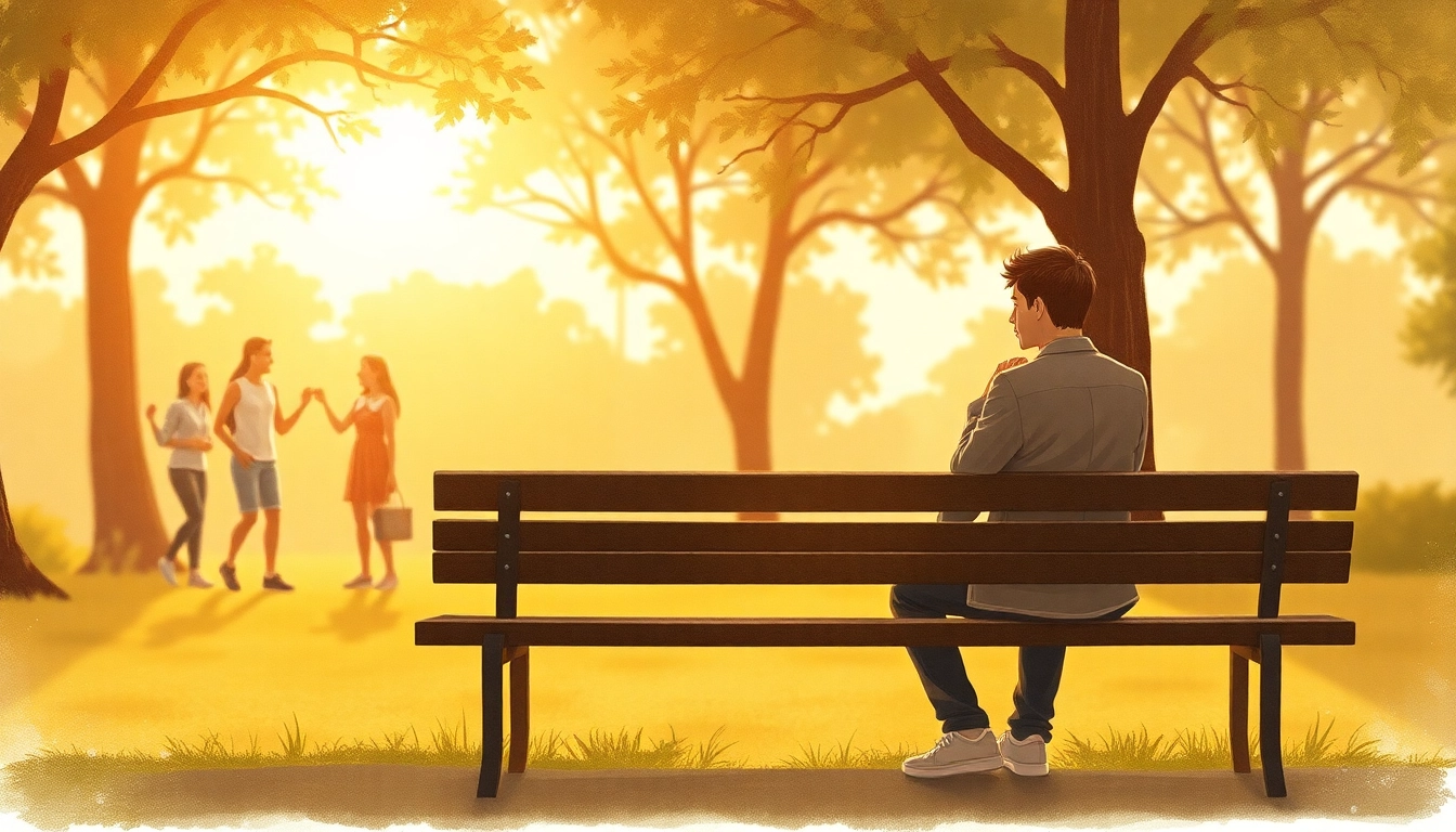 Person reflecting on feelings of relationship breakup on a serene park bench.