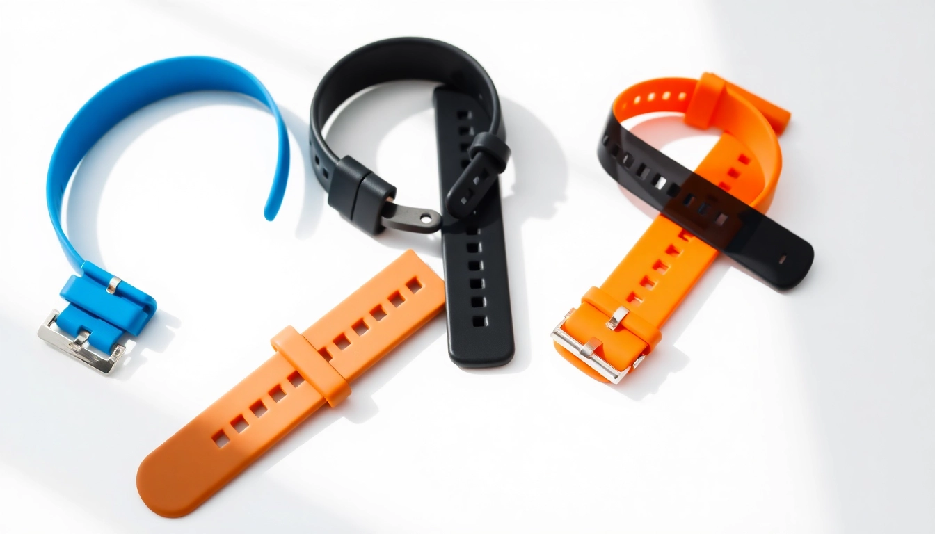 Showcasing high-quality silicone watch straps in various colors for diverse styles.