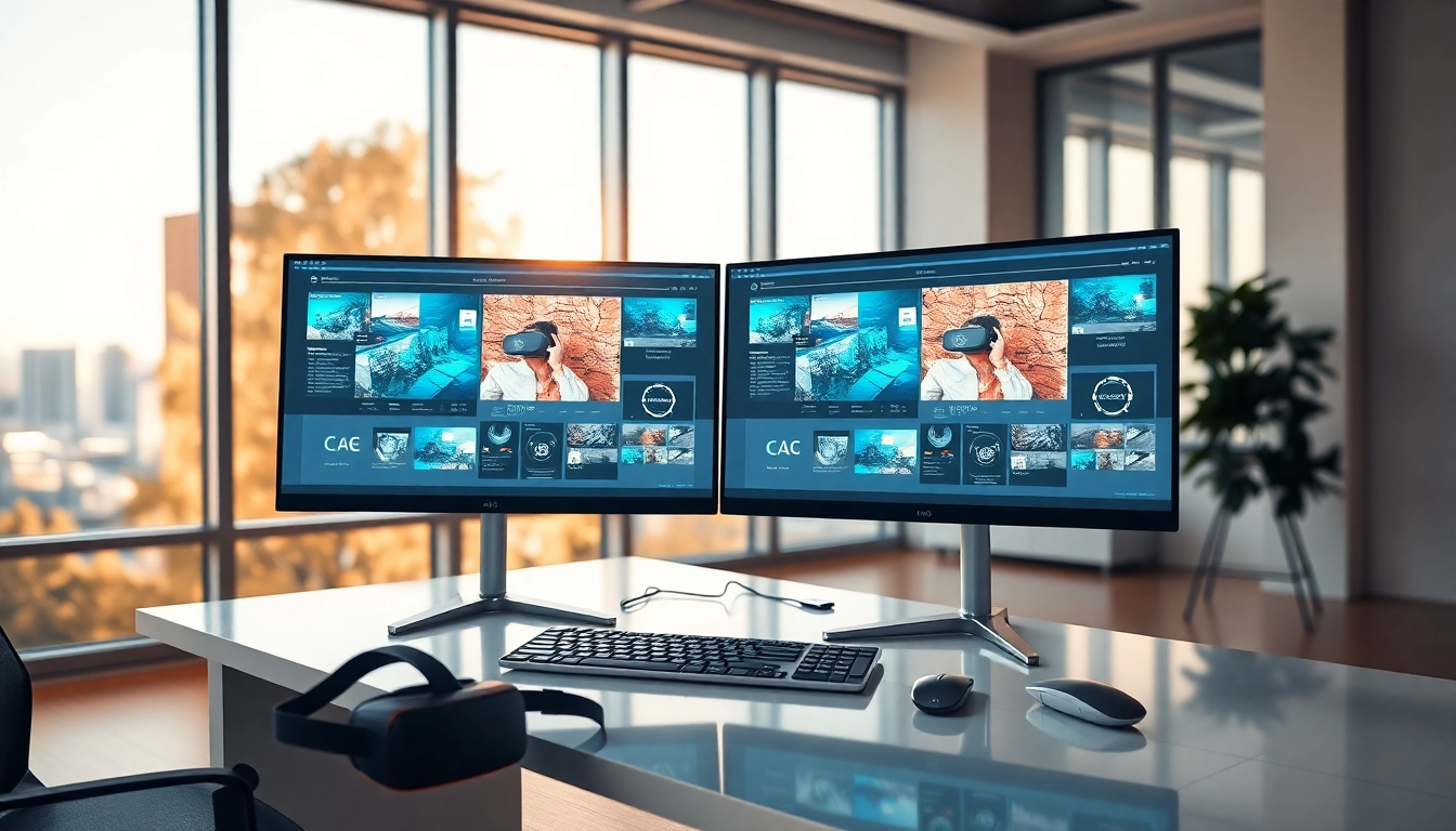 Engaging virtual desktop setup in a modern office highlighting technology and productivity.
