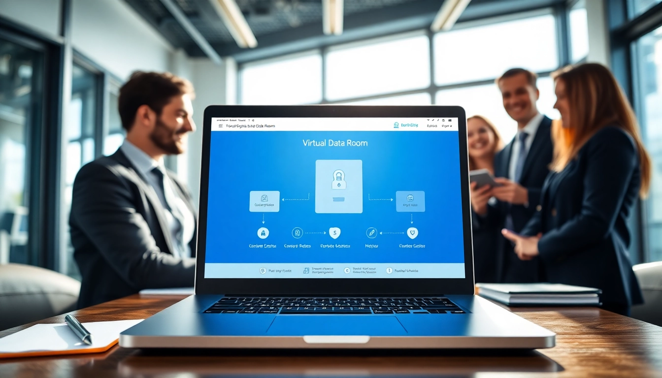 Datenräume, professionelle virtuelle Plattform für den sicheren Dokumentenaustausch in einem modernen Büro.