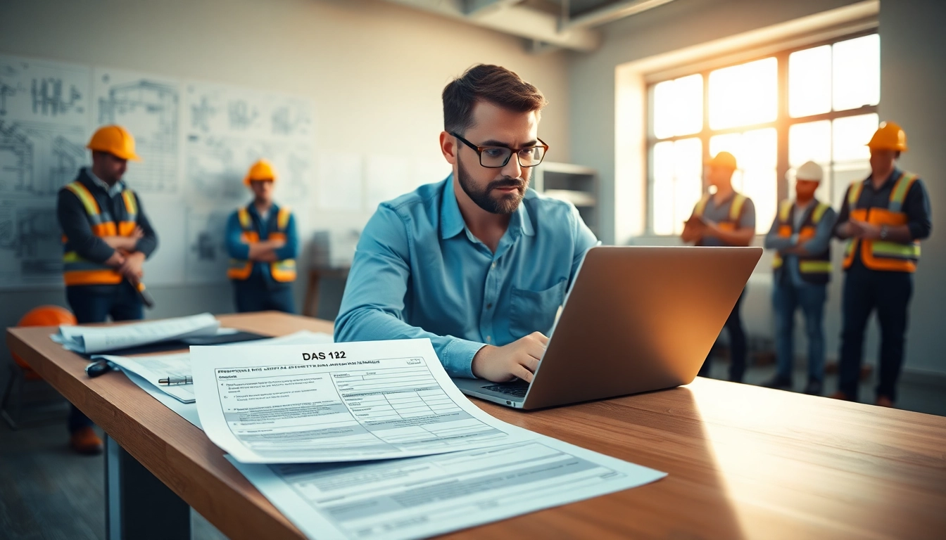 DAS 142 form in use by a contractor in an office with apprentices indicating effective apprenticeship management.