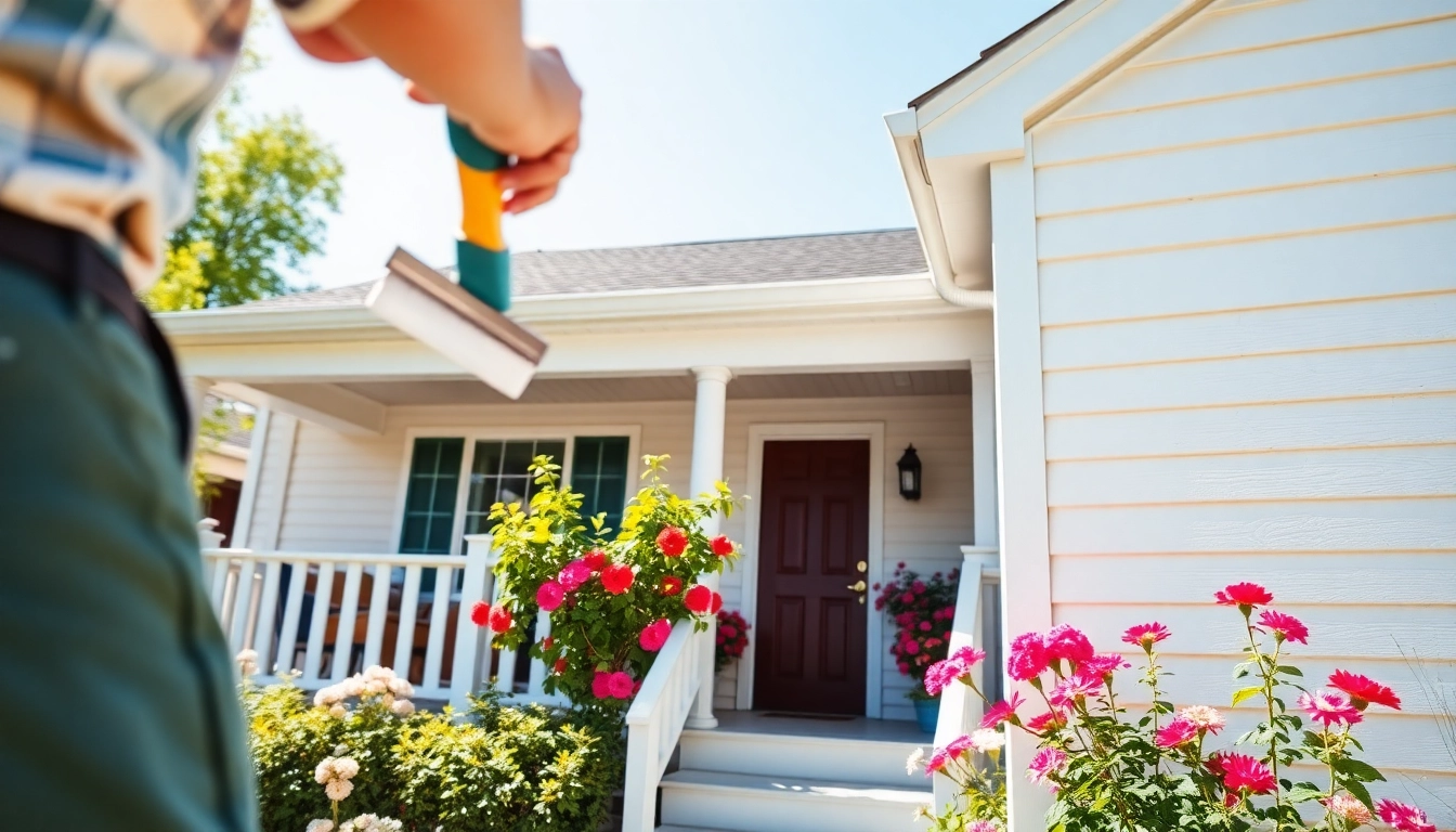 Enhance your home's curb appeal with exceptional exterior painting St Paul service, featuring a professional painter at work.