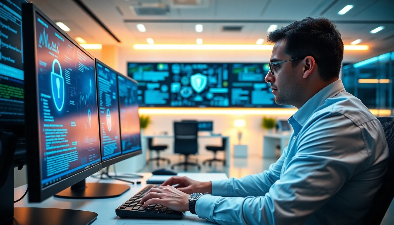 Verbesserung der cybersecurity durch technische Analyse in einem modernen Büro.