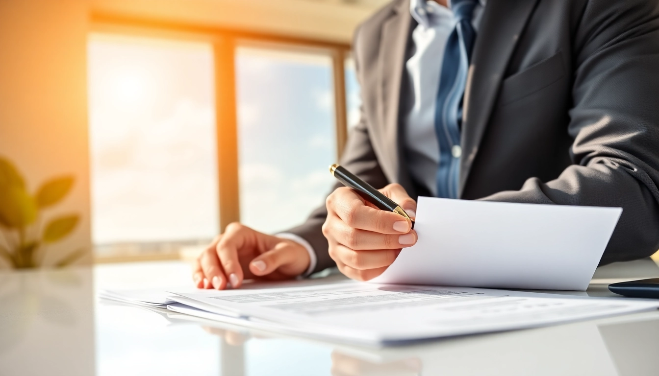 Florida Public Adjuster reviewing documents in a bright office, highlighting trust and professionalism.