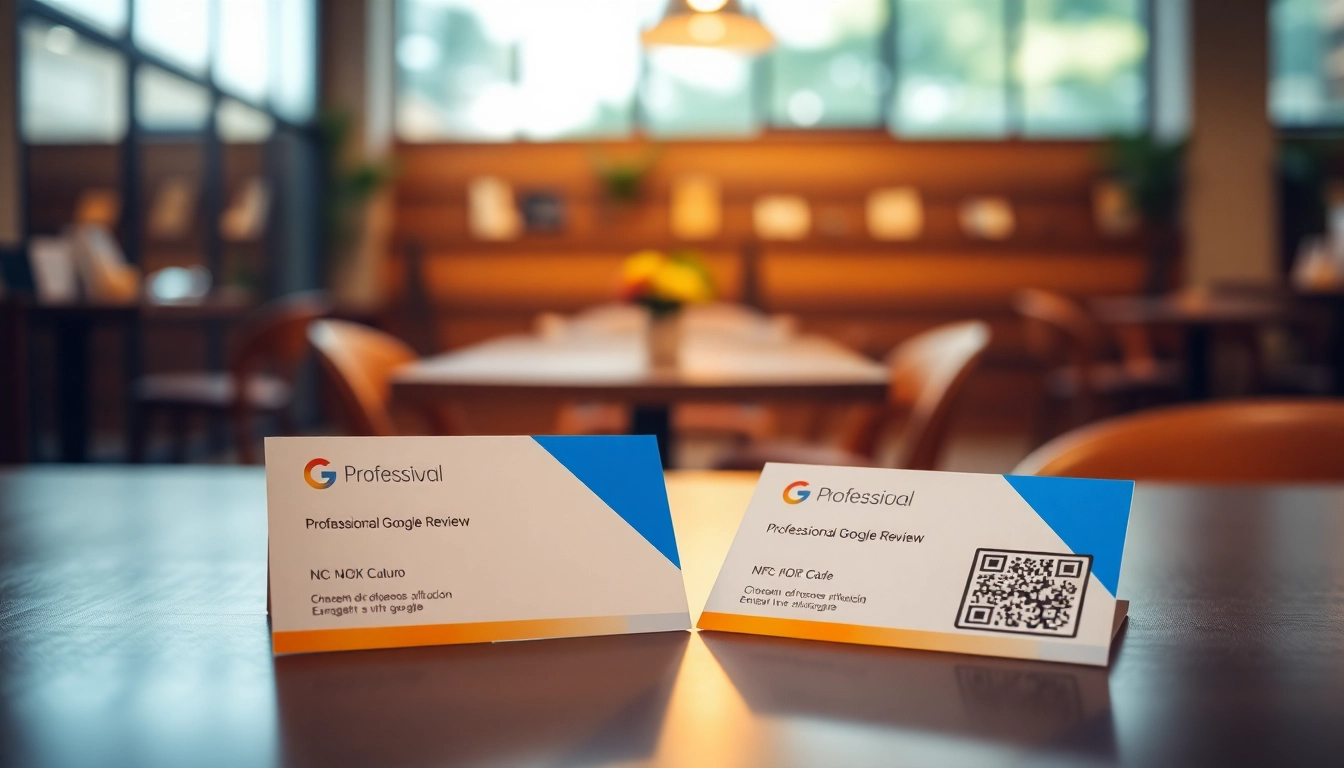 Engaging Google Review cards from https://www.reviewcardsgoogle.com highlighted in a cafe setting.