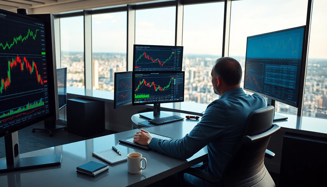 Analyze stocks with an ai stock picker in a modern finance office setting.