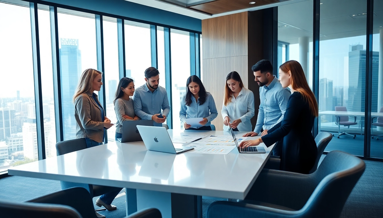 Team of managed IT provider professionals collaborating in a modern office.
