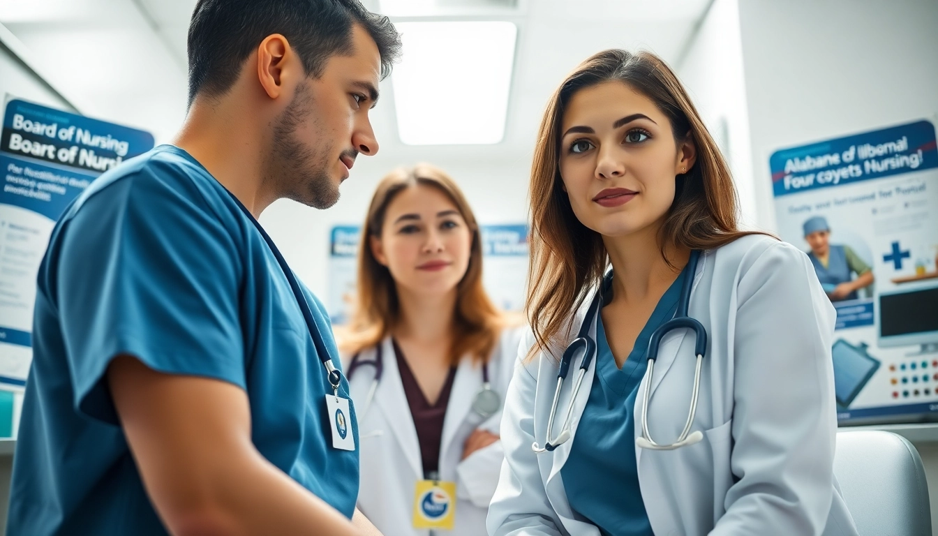 Nurse consulting with a patient, emphasizing the role of Alabama Board of Nursing in healthcare.