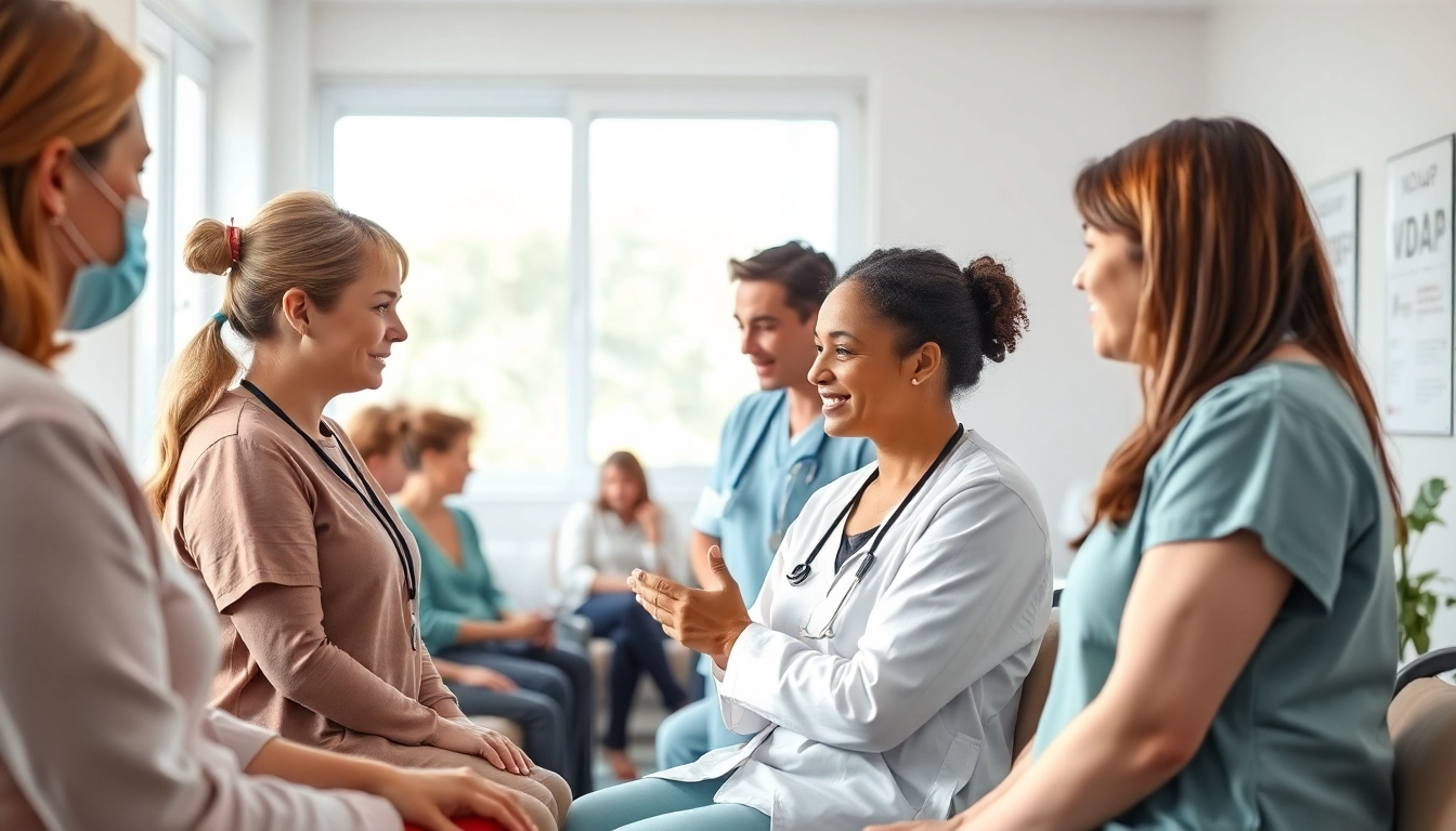 Engaged nurse promoting the VDAP program, showcasing support and rehabilitation