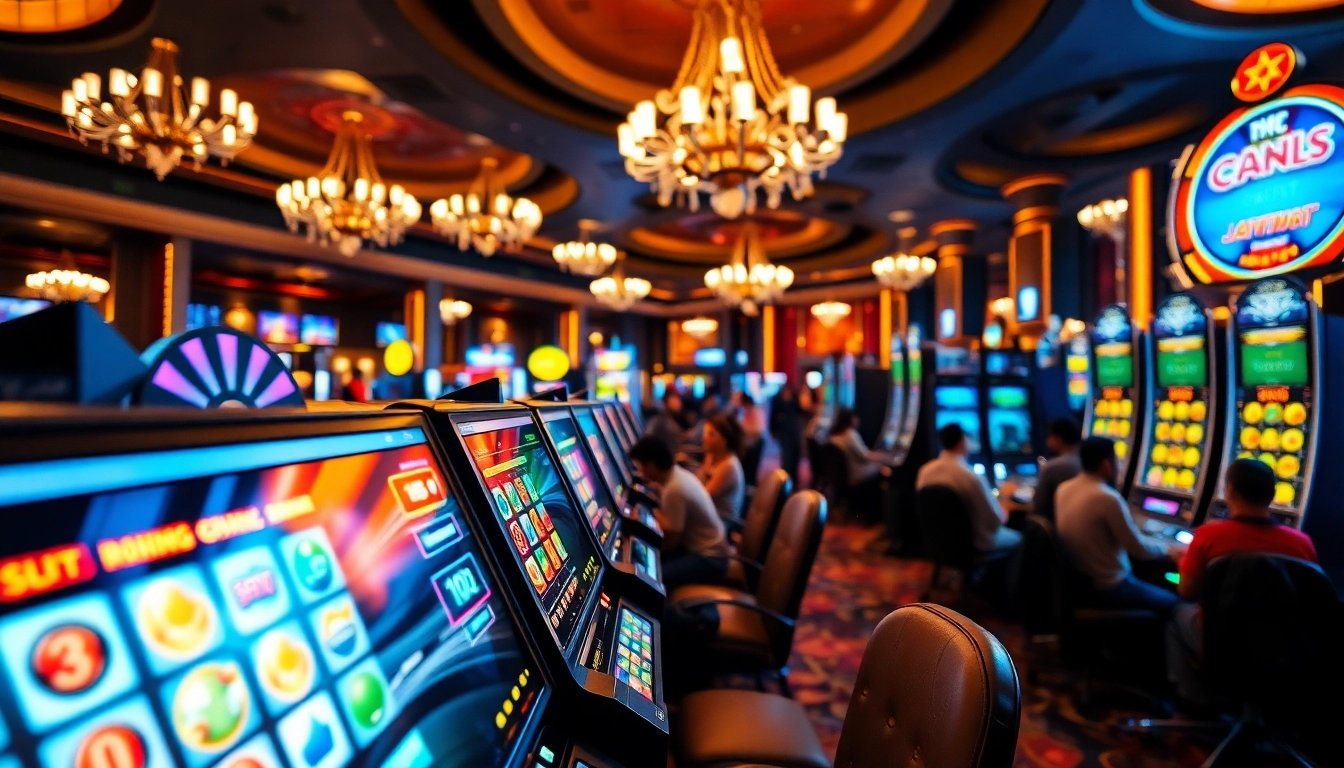 Experience vibrant gaming at slotbuff3.com with lively slot machines and enthusiastic players in a casino setting.
