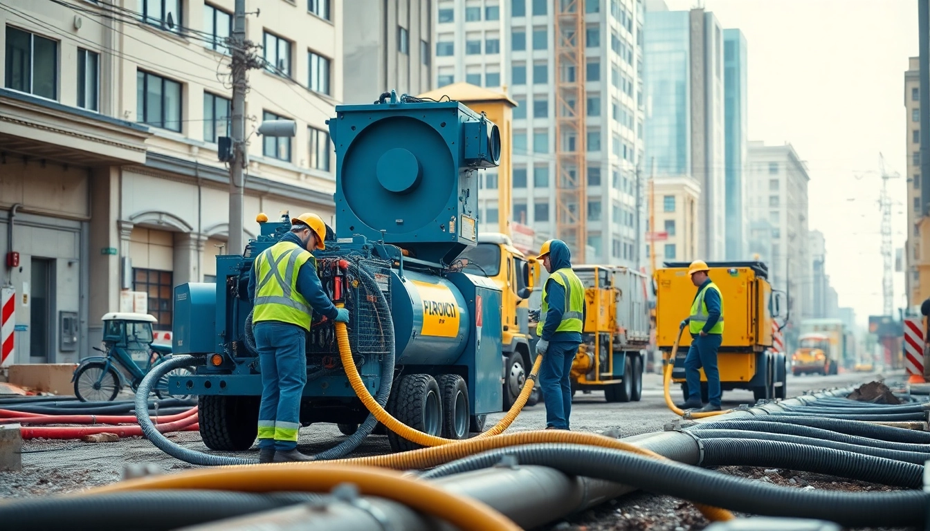 Workers conducting hydro excavation north carolina safely and efficiently at a construction site.
