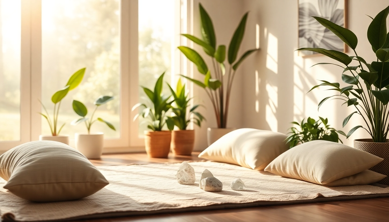Experience tranquility in a healing space inspired by lovehealingexpansion.ca with soft lighting and nature elements.