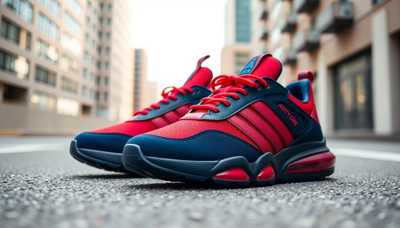 Showcasing cheap replica sneakers in a stylish urban setting highlighting their design features.