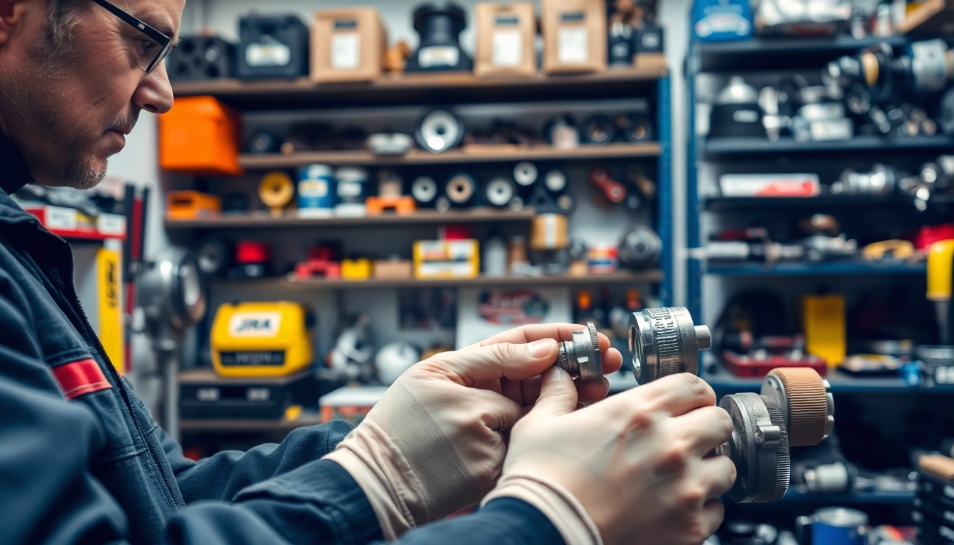 Inspecting quality Jerr Dan Parts in a professional workshop environment.
