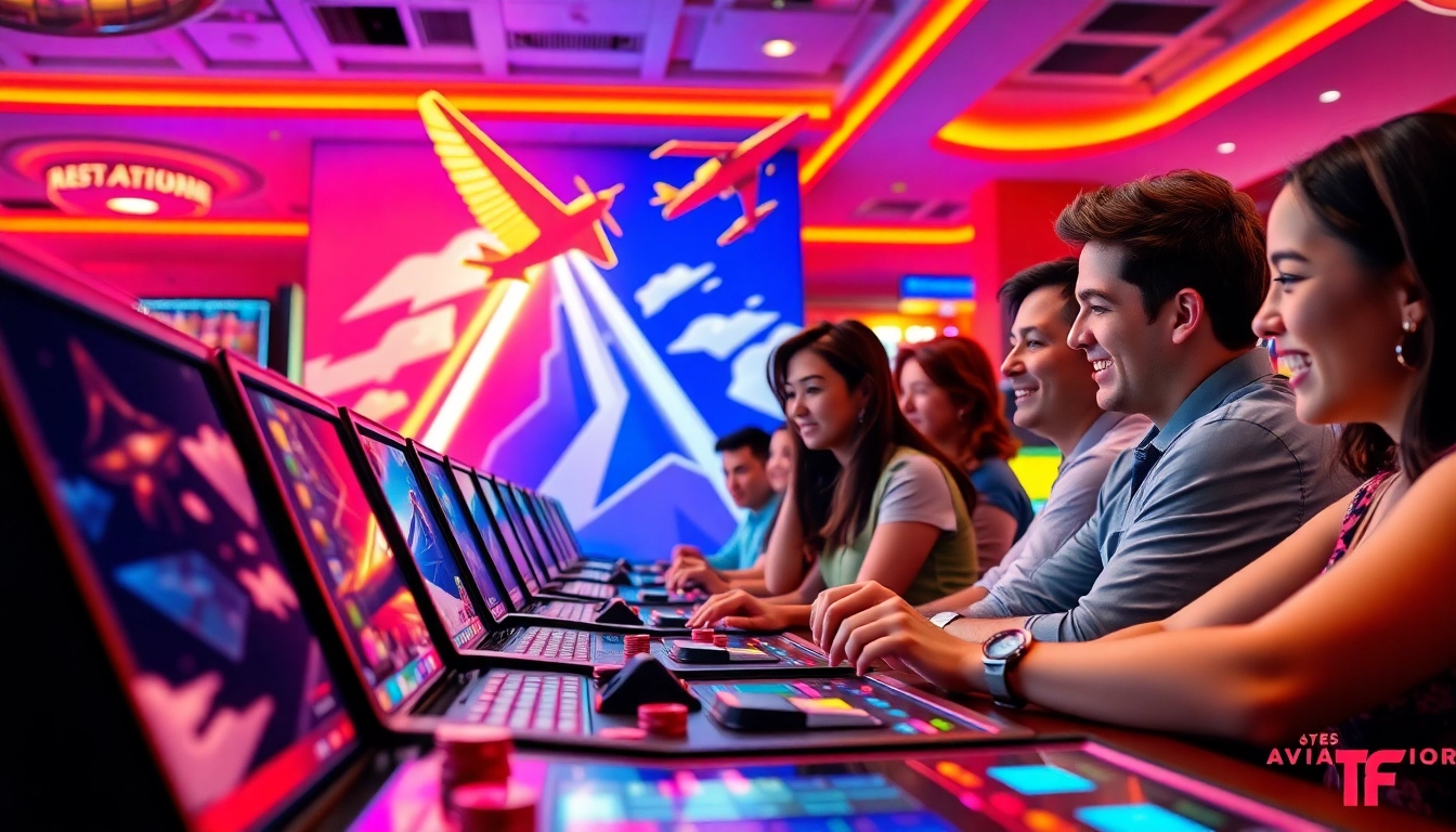 Experience the excitement of Aviator Fire85 in a vibrant casino gaming scene.