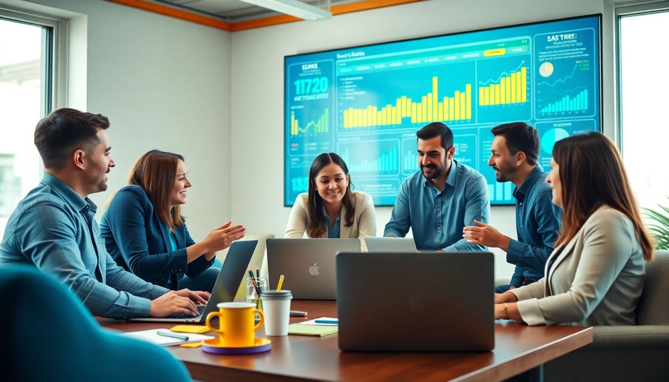 Dynamic team of a search optimization company analyzing strategies for enhanced visibility.