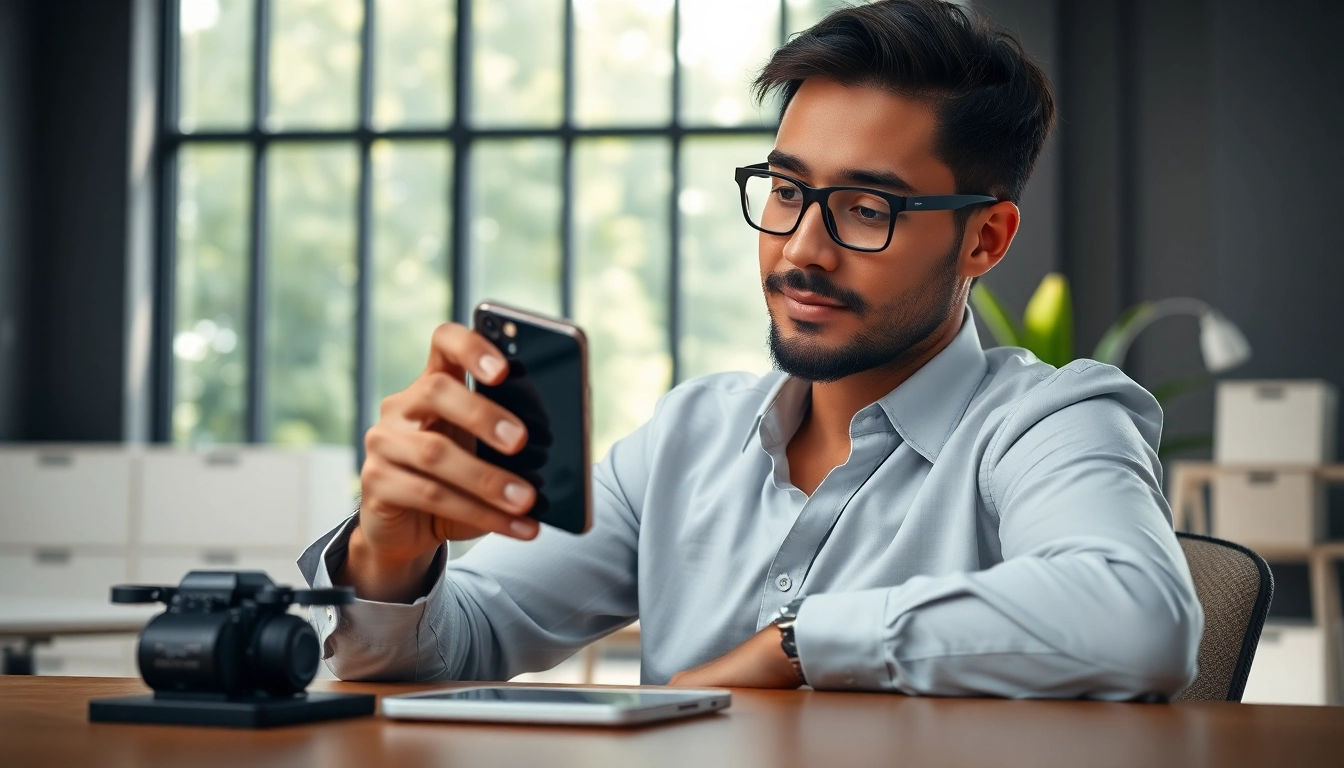 Sell my old phone for cash while assessing its value in a modern workspace.