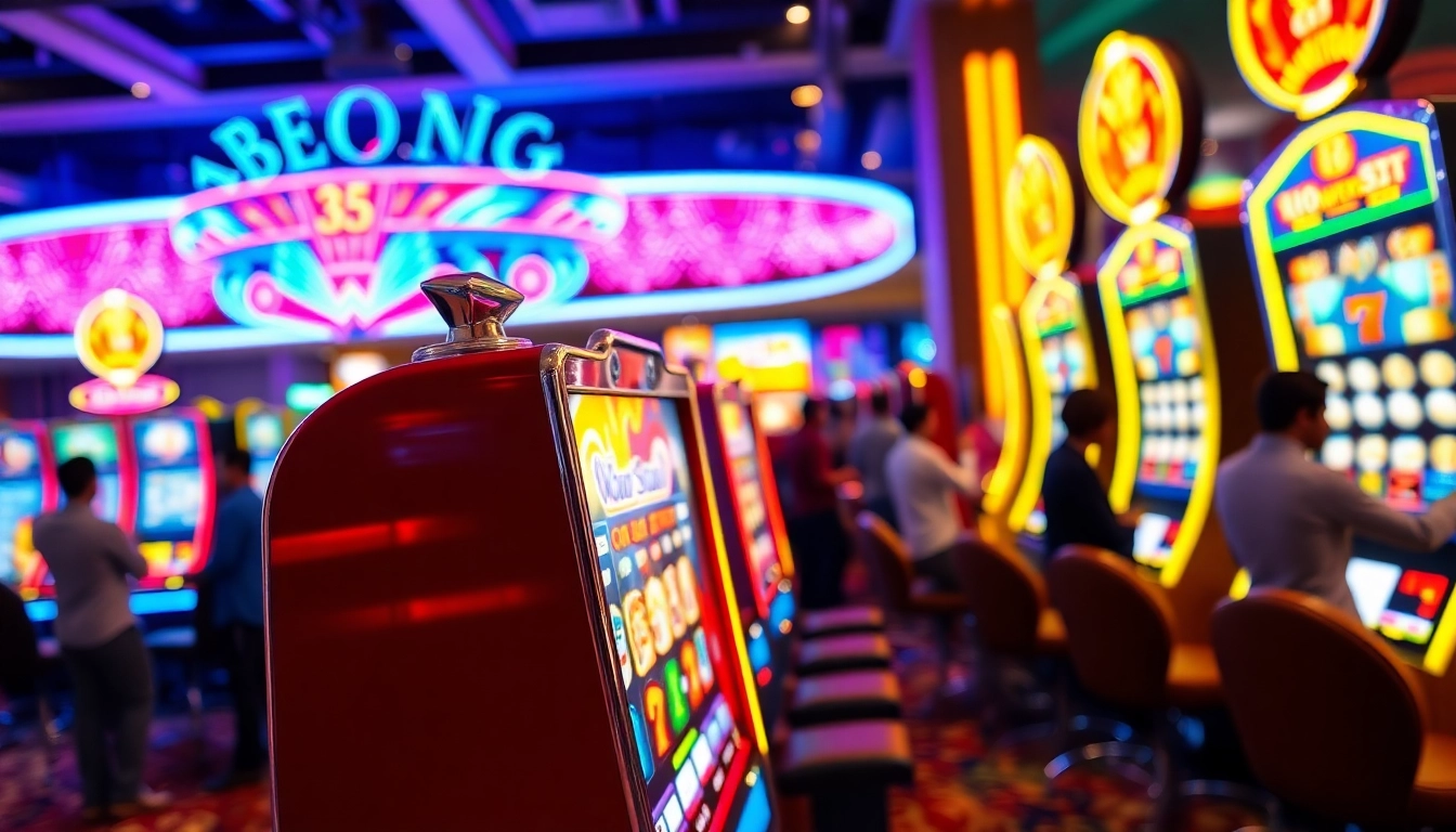 Menangkan jackpot dengan bos88 slot mesin berwarna cerah di kasino yang ramai.