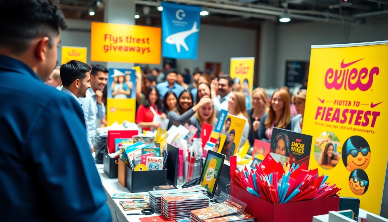 Engage in exciting giveaways & promotions featuring colorful prizes and lively participants.