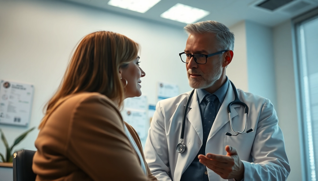 Engaging consultation between las vegas concierge doctors and patient in a welcoming office setting.