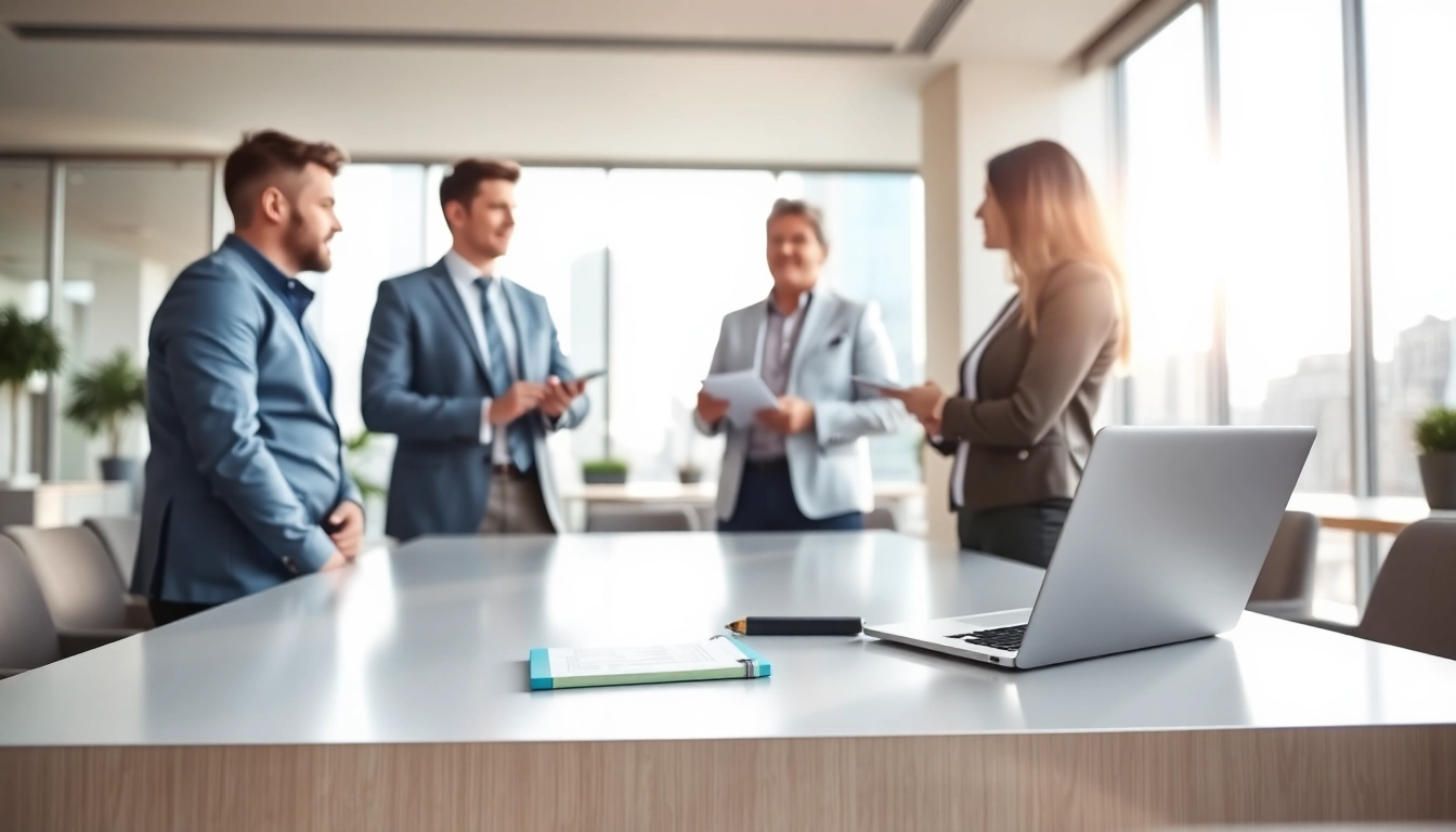 Headhunter Osnabrück interagiert mit Kandidaten in einem modernen Büro.