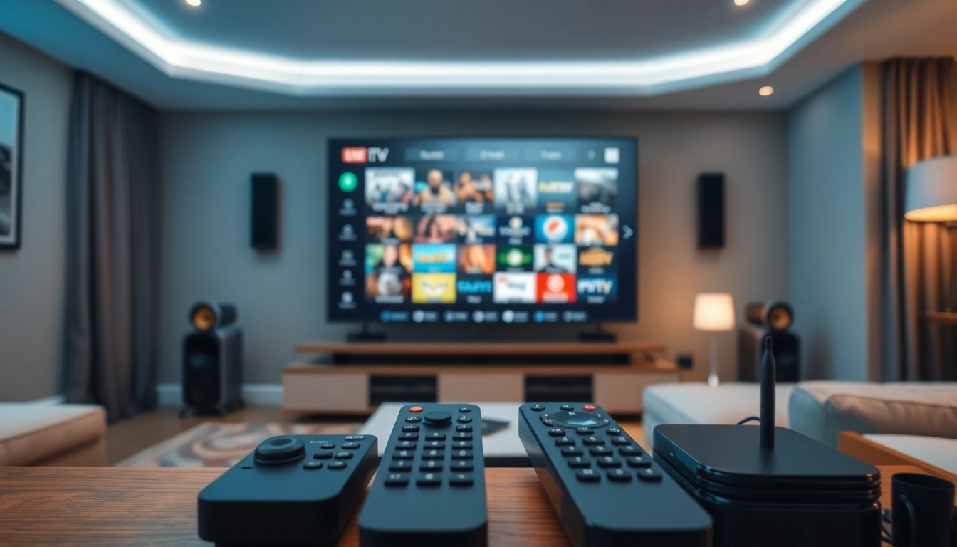 Utiliser le code IPTV sur un téléviseur haute définition dans un salon moderne.