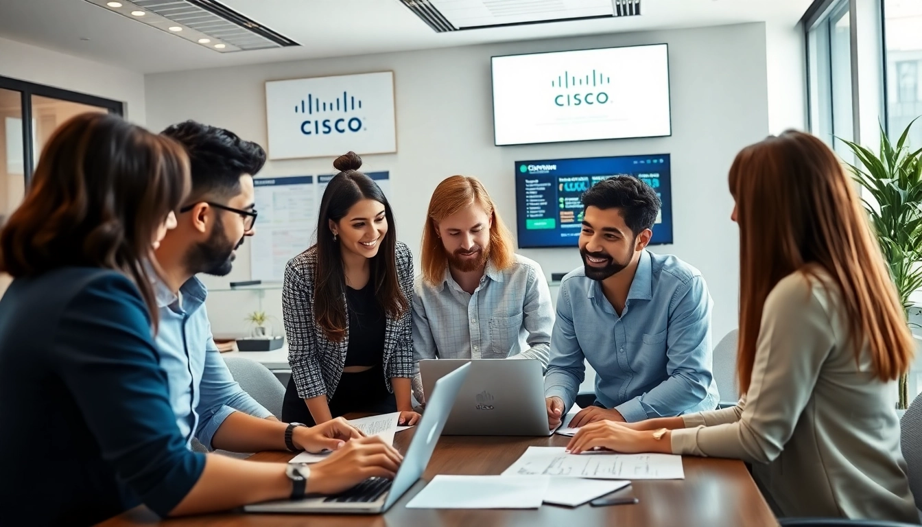 Providing Cisco partner certification help to clients in a modern office setting.