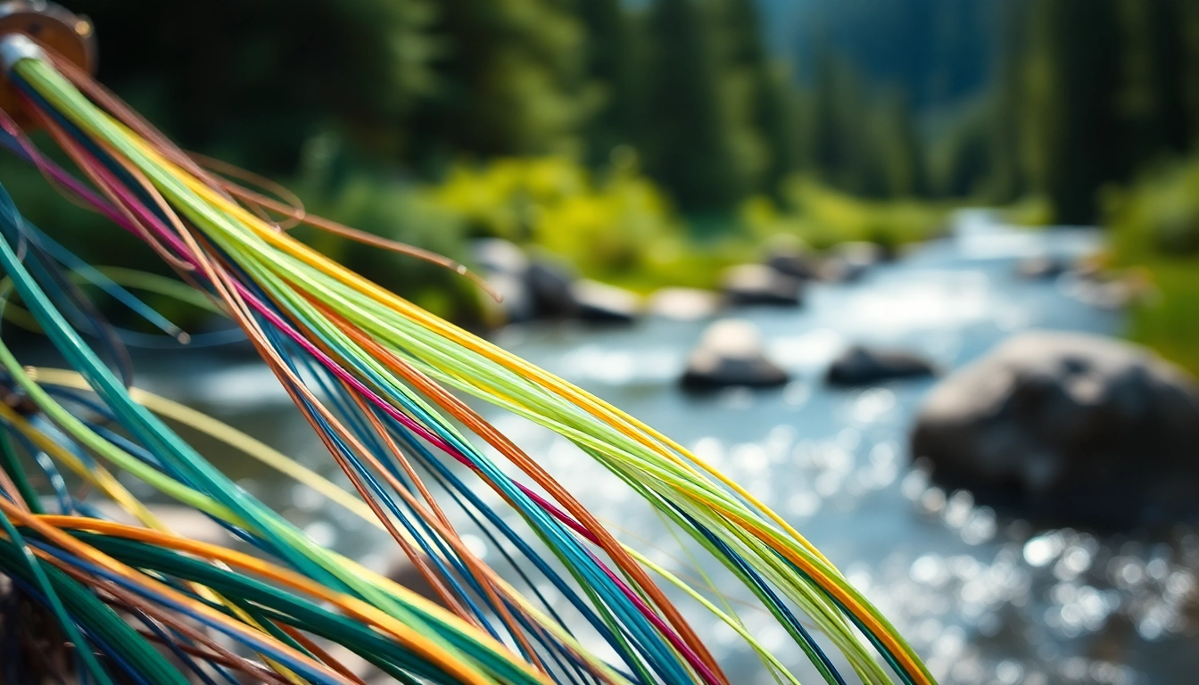 Showcasing a vibrant fly fishing line amidst nature, emphasizing quality and adventure.