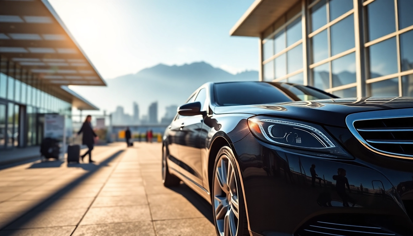Experience reliable vancouver car service with a premium black sedan outside Vancouver airport.