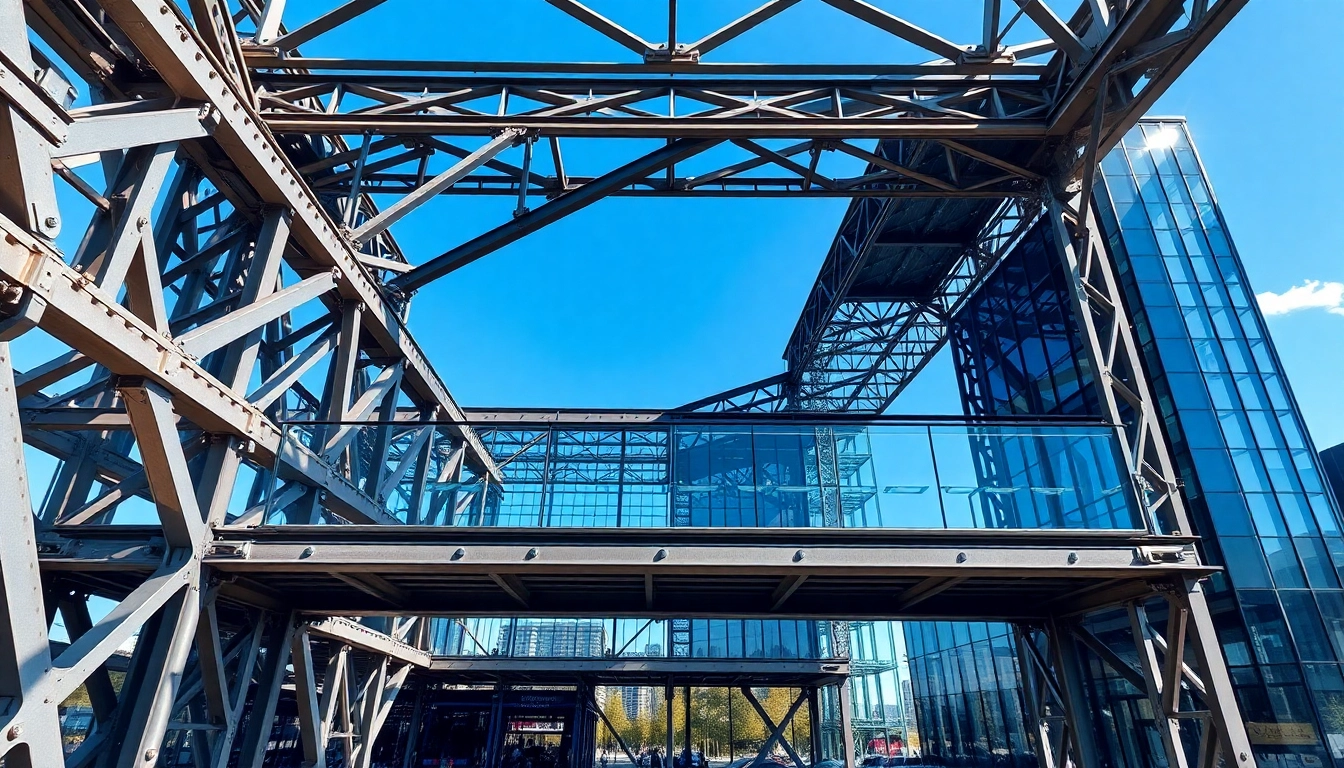 Showcasing a steel structure design with modern architecture and innovative steelwork details.