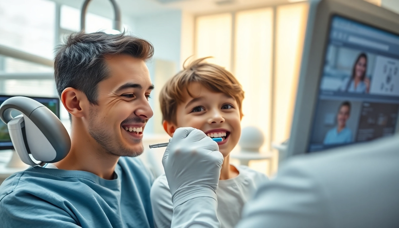 Orthodontist Myrtle Beach consulting with a young patient in a modern clinic environment.